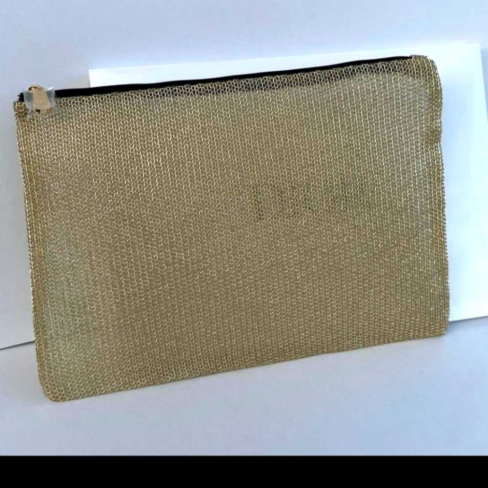 J’adore Dior Gold Wire Mesh Makeup Bag Zipper Closure